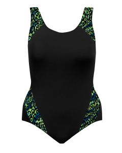 Side Accent Support Tank - Scoop Back - Black w/ Simba