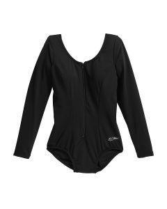 Zip-Front Support Tank With Sleeves - Black W/ Black 