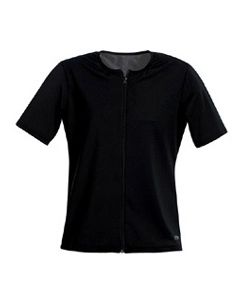 Short Sleeve Zip-Front Aqua Shirt - Black
