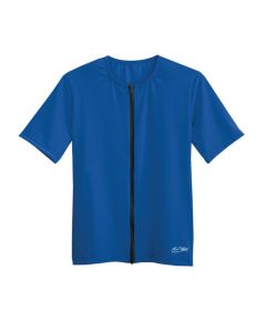 Short Sleeve Zip-Front Aqua Shirt - Olympia