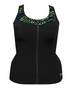 Workout Zippered Top W/ Accent - Black w/ Simba